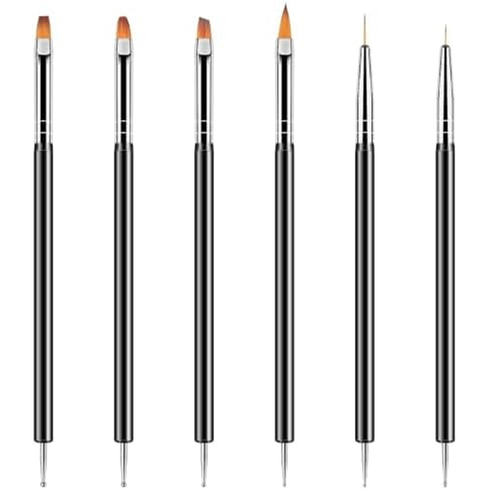 Artdone double ended nail dotting tools kit showing six black pens with varied brush heads.