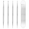 Shanrya Jeffdad professional double ended nail art dotting tool set front view showing four silver metal pens
