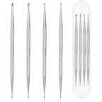 Shanrya Jeffdad professional double ended nail art dotting tool set front view showing four silver metal pens