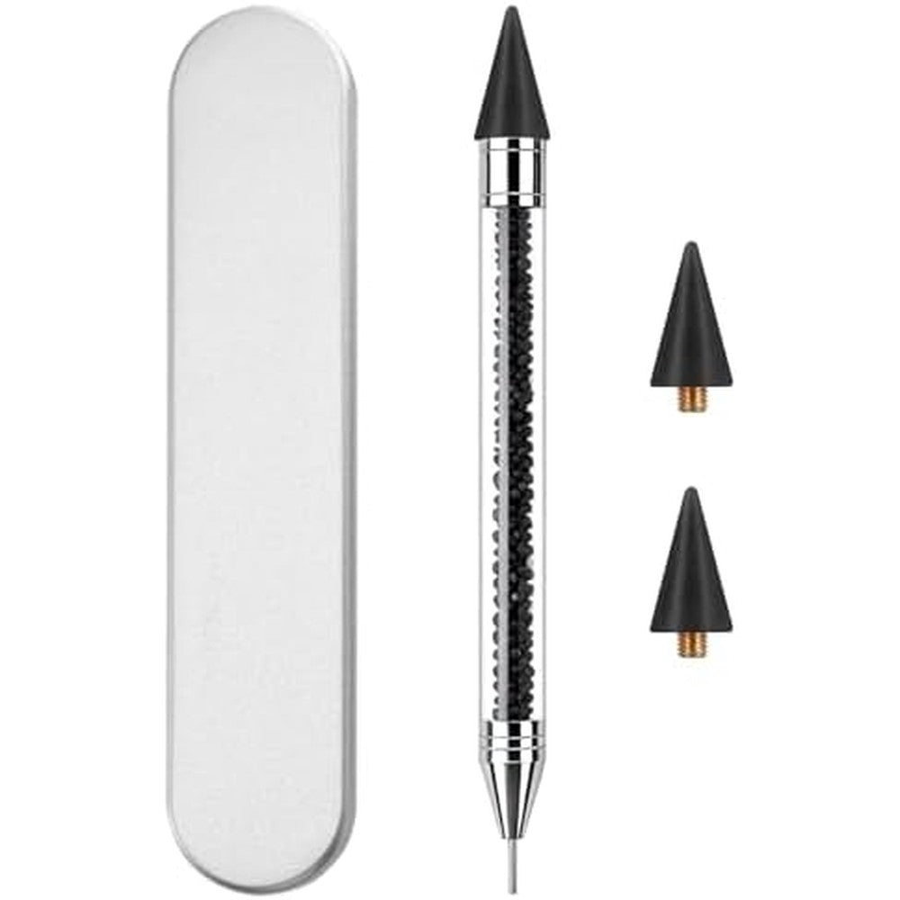 NFRBTD rhinestone picker tool front view with clear crystal filled handle