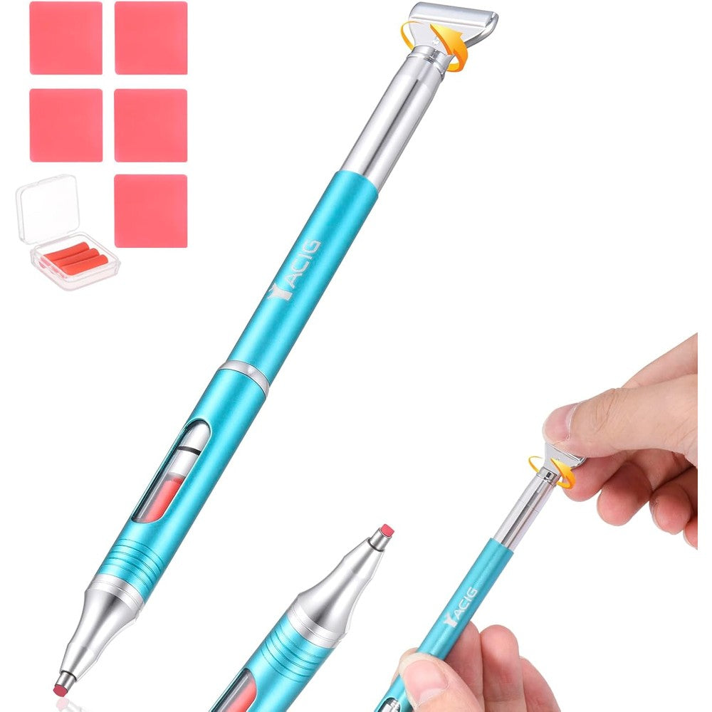 Yacig refillable diamond art pen in blue metal front view