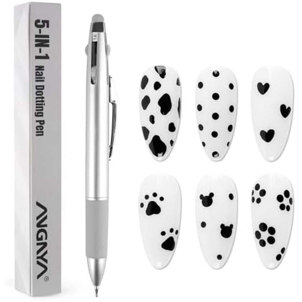 Syosi Angnya 5-in-1 nail dotting tool front view showing pen design