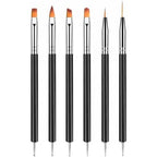 Ypymod 6pcs double-ended nail art brush kit front view