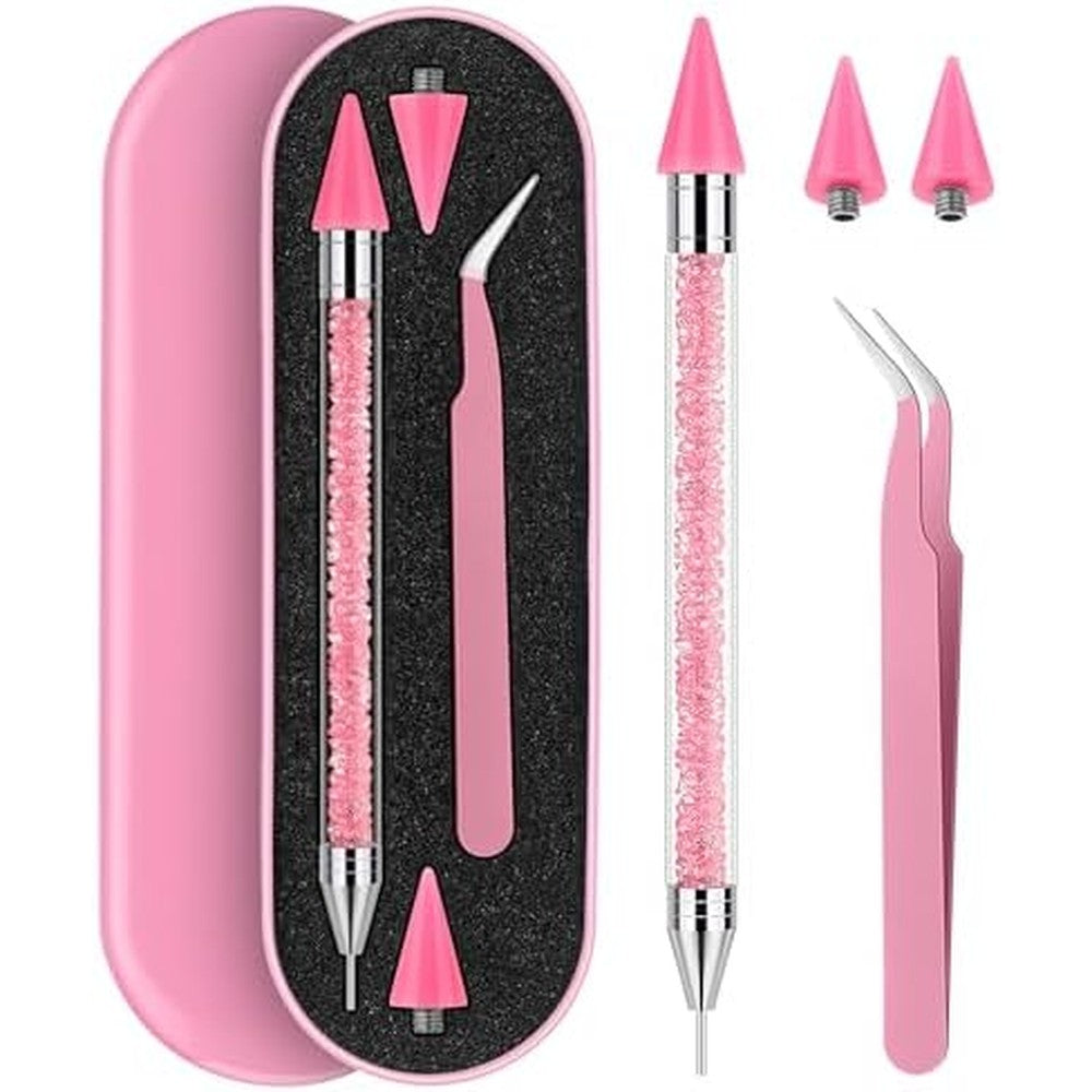 Tatuo rhinestone picker tool set in pink with wax pen