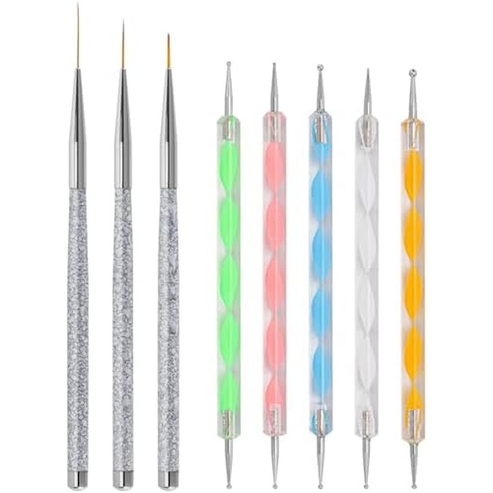 Sambh Sadashiv Enterprises 8 piece nail art dotting pen and brush set front view