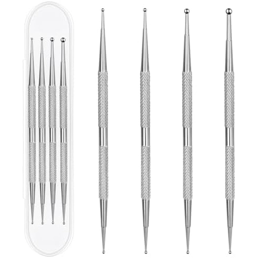 Filfeel 4 piece stainless steel nail art dotting tool set front view
