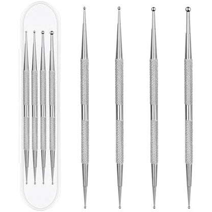 Filfeel 4 piece stainless steel nail art dotting tool set front view