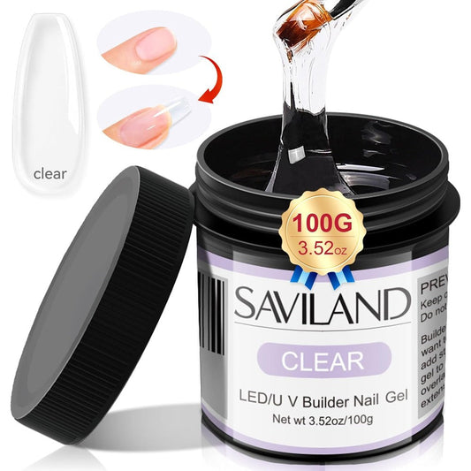 Saviland 100g clear builder nail gel jar front view
