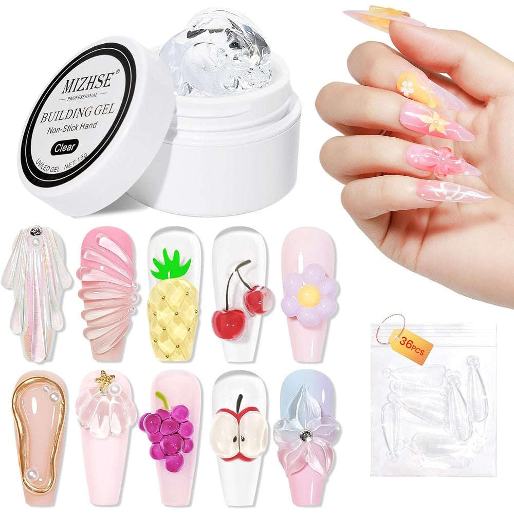 Mizhse Solid Builder Gel Clear 15g front view for nail art