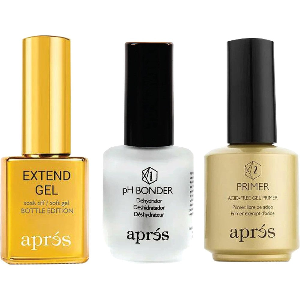 AprÃ©s Gel-X Professional Nail Kit Gold Bottle set front view