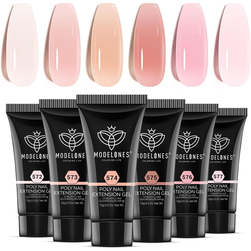 Modelones 6 color jelly poly gel set front view