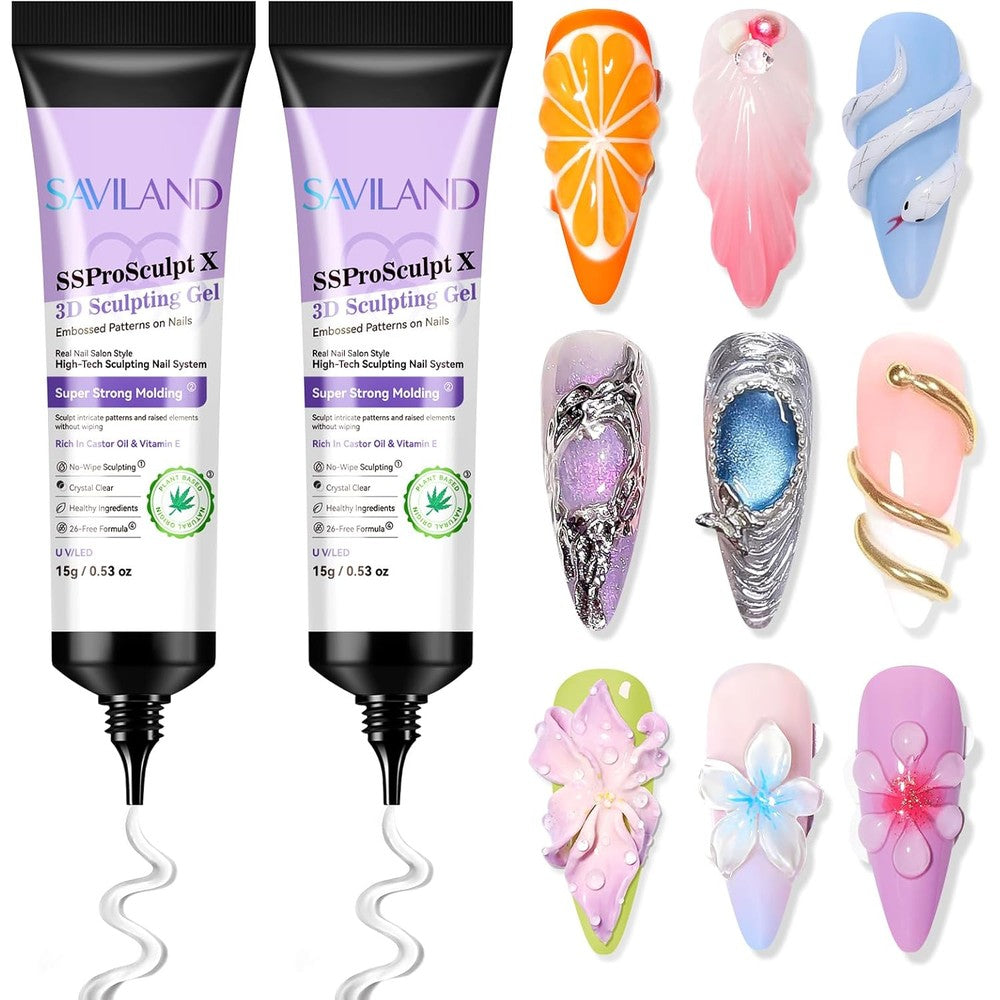 Saviland 3D Gel Nail Art Set front packaging view