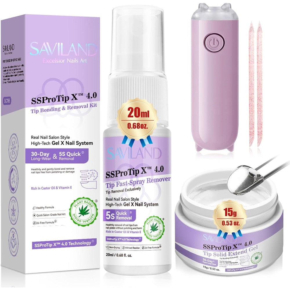 Saviland solid nail glue gel and remover kit front view
