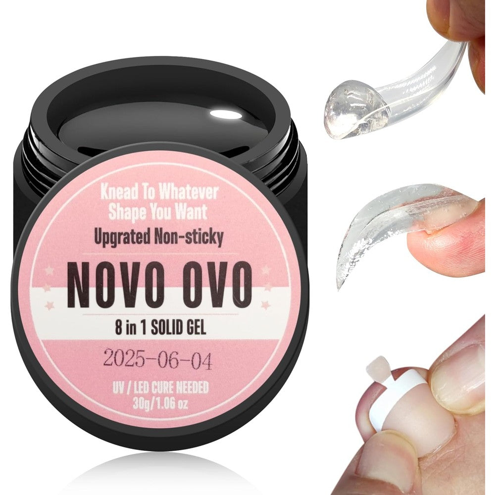 Novo Ovo 8-in-1 solid nail UV gel glue jar front view