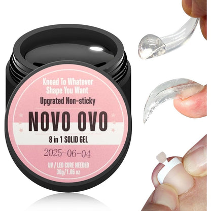 Novo Ovo 8-in-1 solid nail UV gel glue jar front view