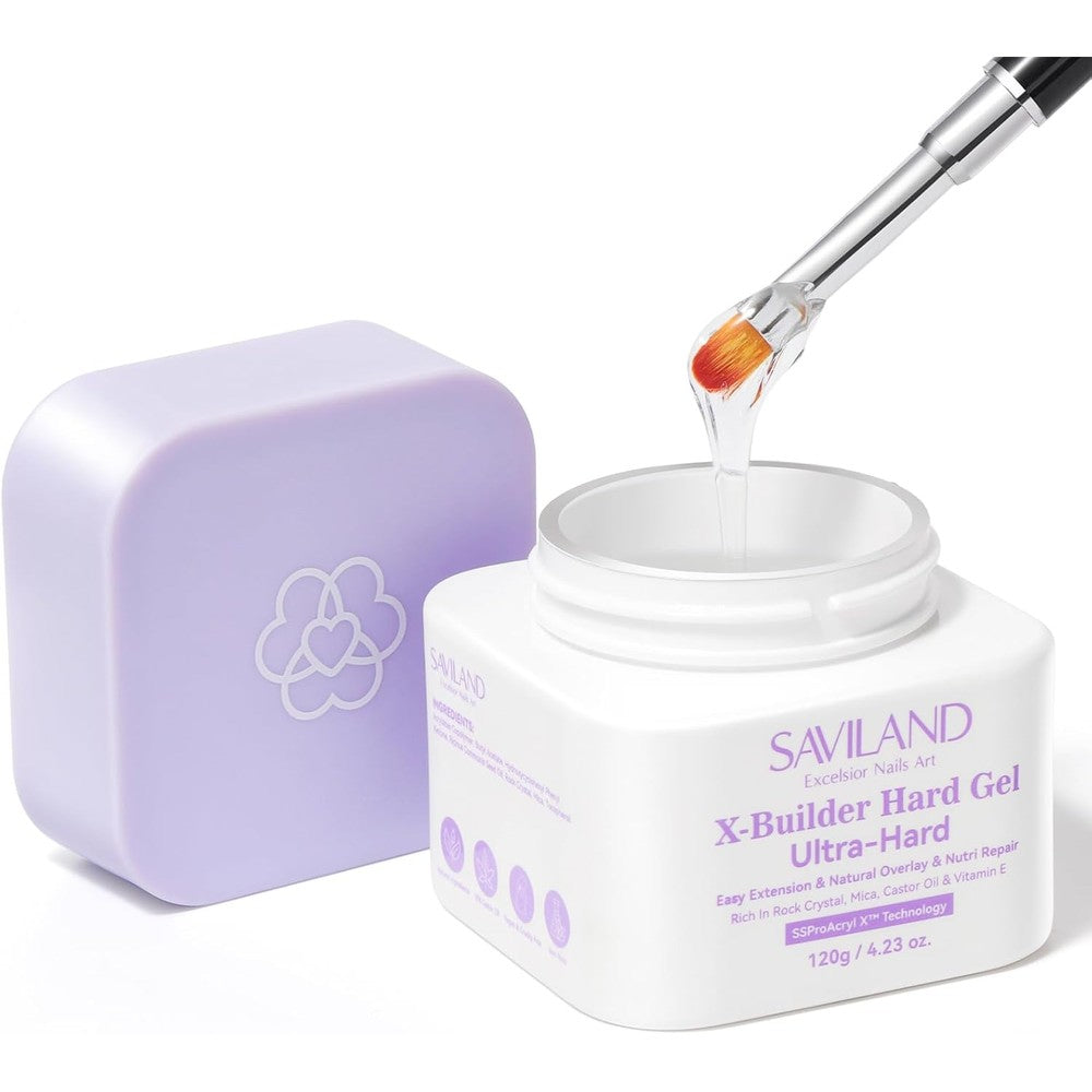 Saviland Ssprox Ultra Hard Builder Nail Gel 120 Gram Clear Plant Based Strengthening Extension Gel With Mica Vitamin E And Castor Oil - Image 1