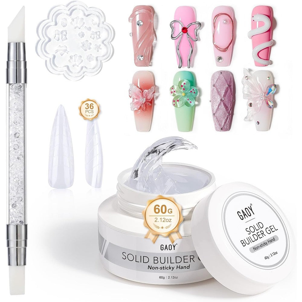 GAOY solid builder gel jar for clear nail extensions and 3D sculpting