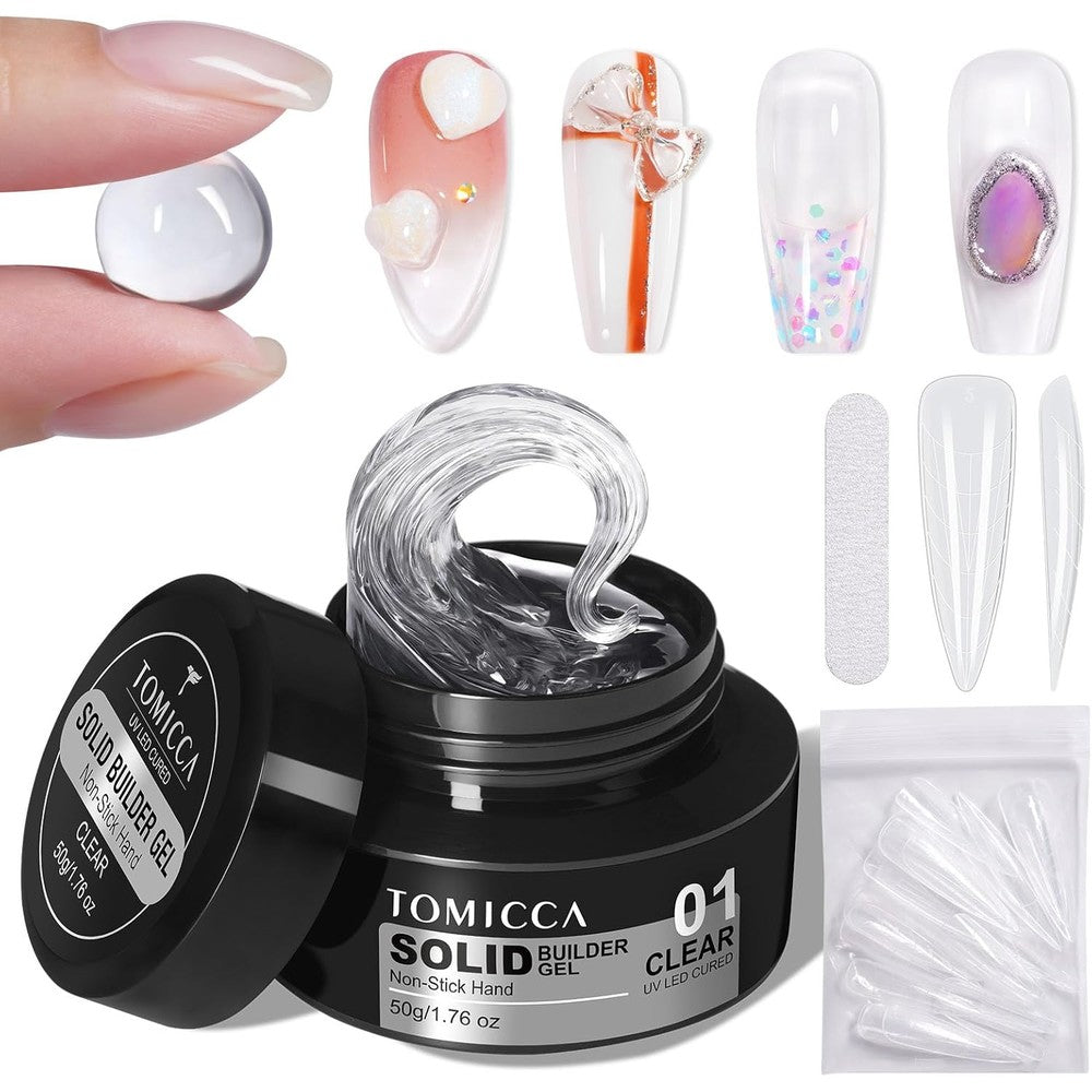 Tomicca Hard Gel 3D Solid Builder Gel Clear 50g front view