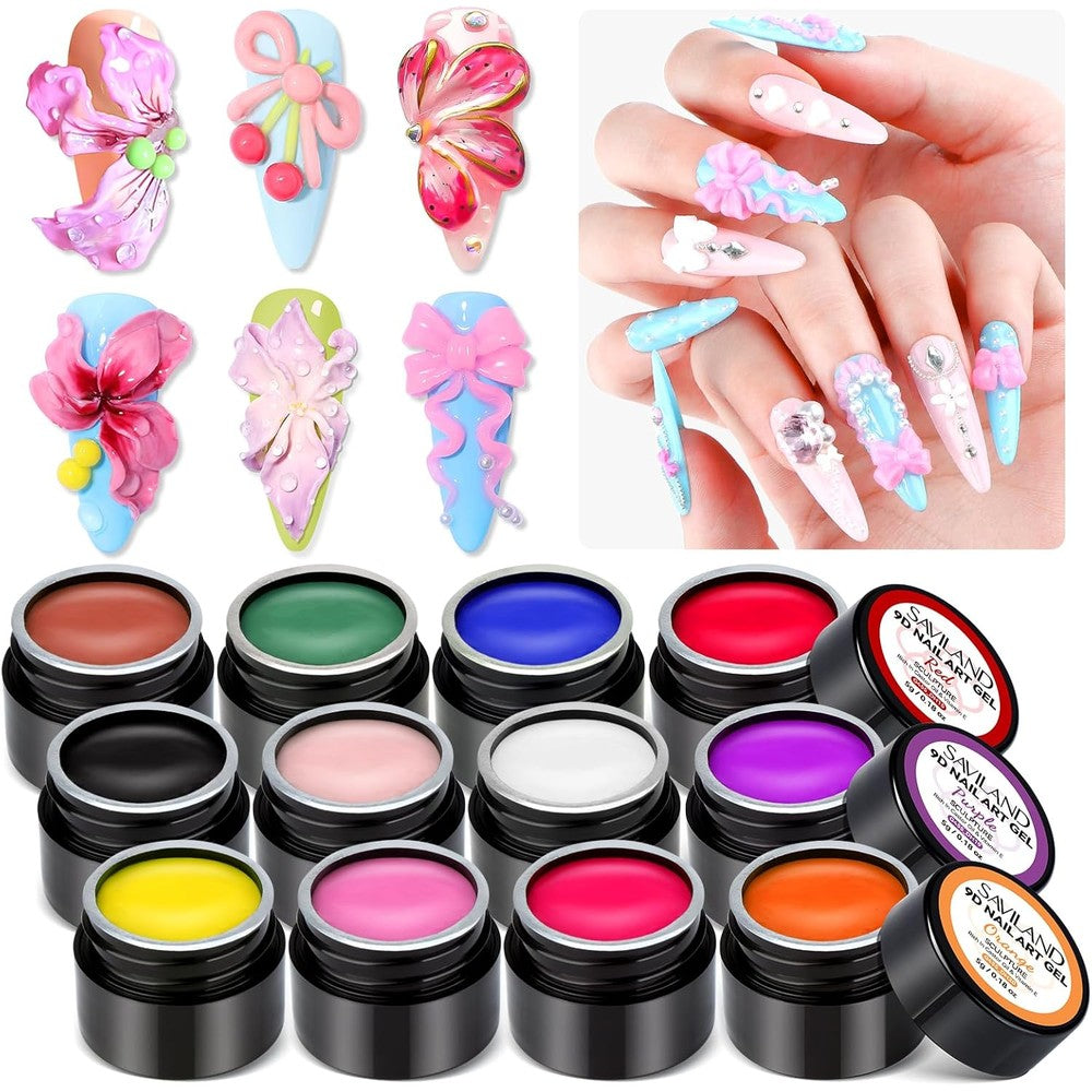 Saviland 3D Nail Gel Set 12 colors front view