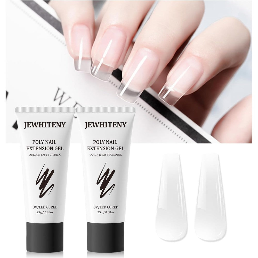 Jewhiteny 2-piece clear poly nail gel set front view