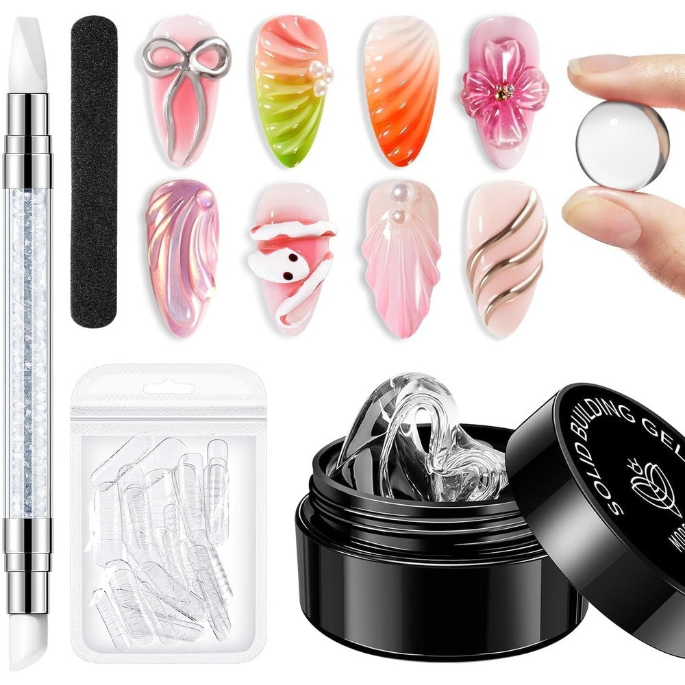 Modelones 3D Sculpting Gel Kit front view of jar and tools