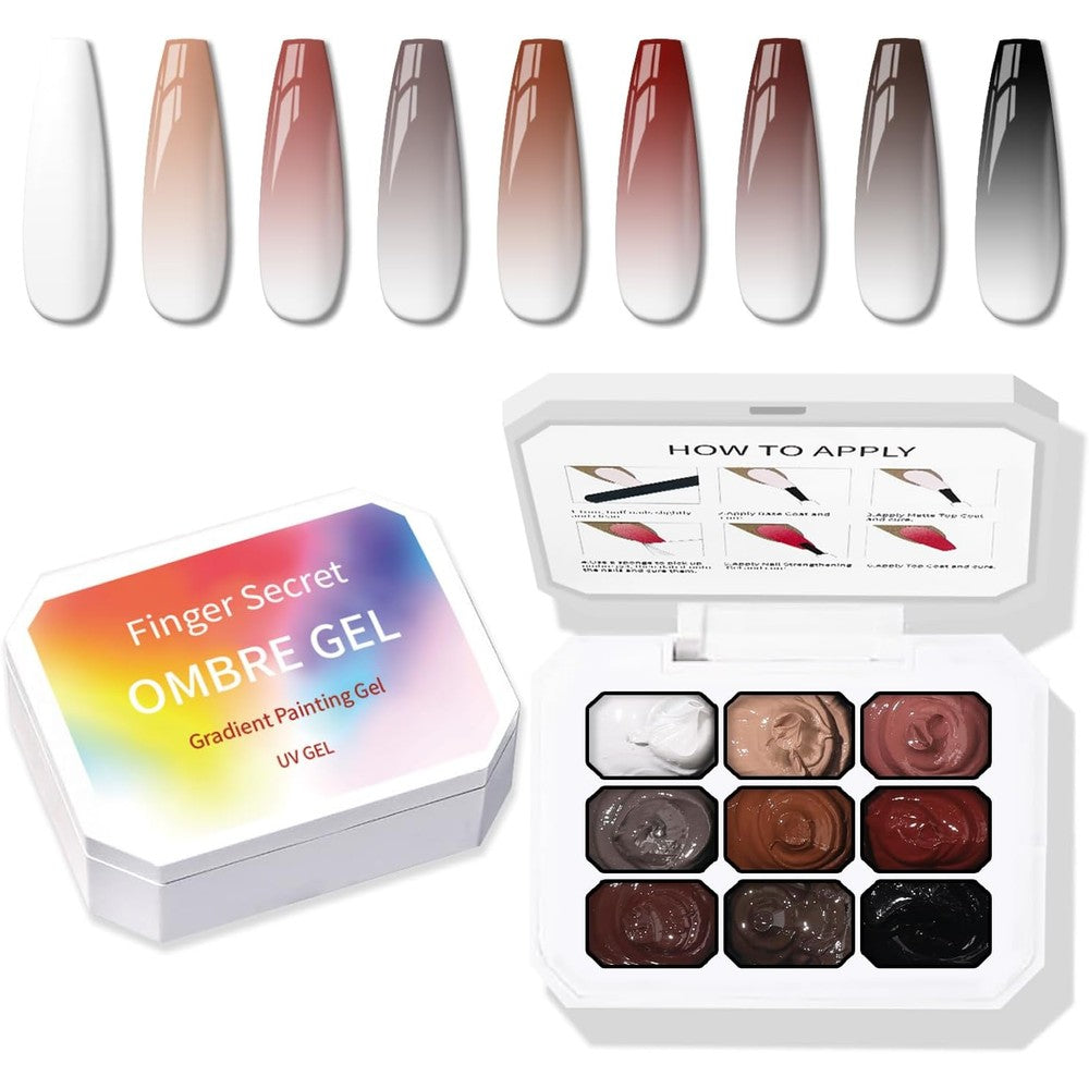 Karroy 9 color sponge pat paint nail gel palette front view