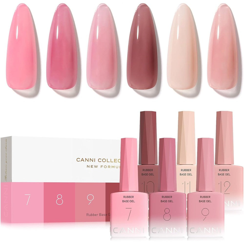 Canni rubber base gel set 6 colors front view