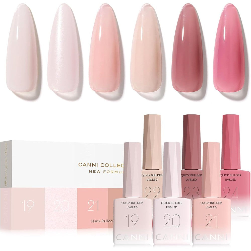 Canni Quick Builder Nail Gel set front view bottles