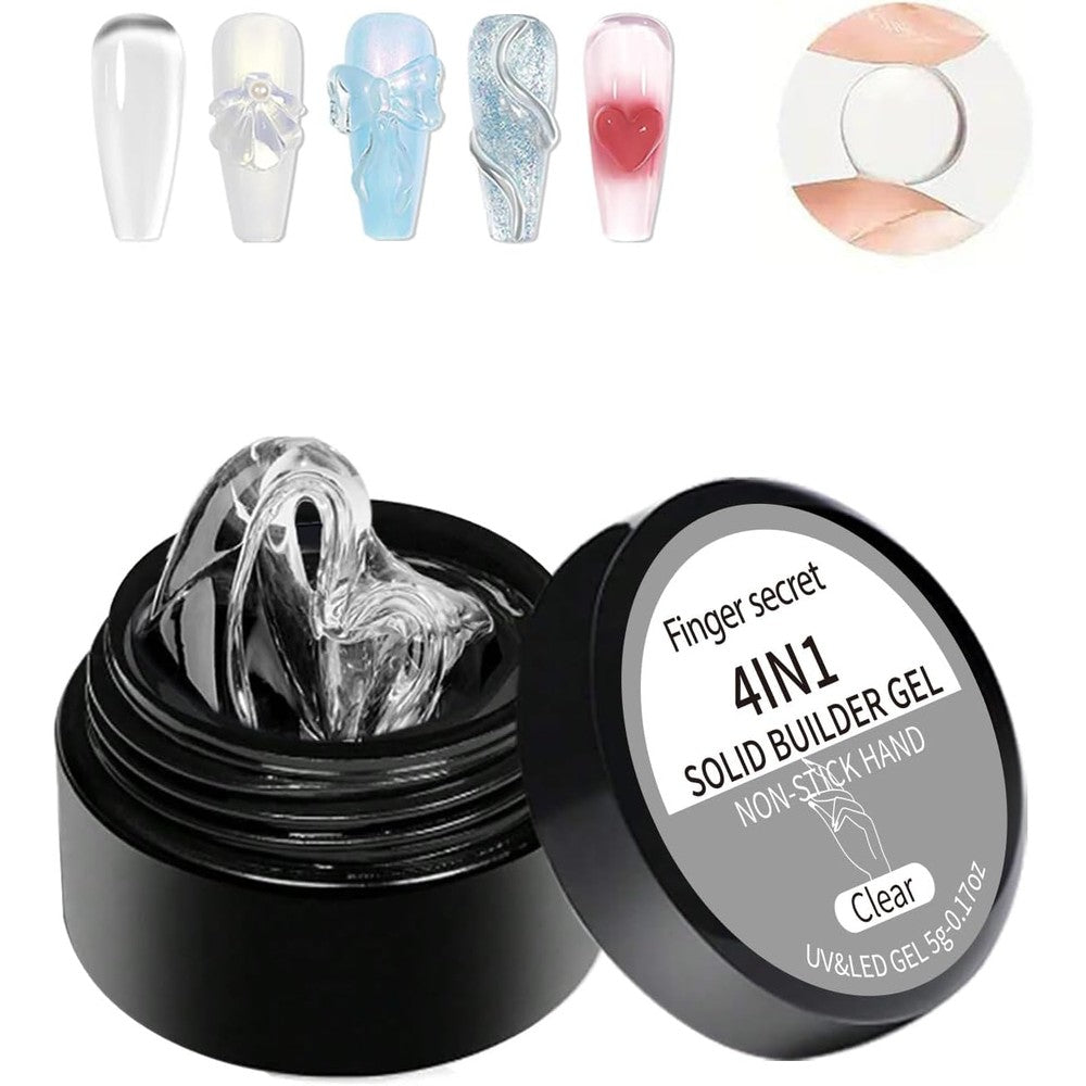 Snazzy Nail And Makeup Studio Solid Builder Gel 4 In 1 Clear And White Non Sticky Hard Gel With Art Tools For Nail Extension And Thickening - Image 1