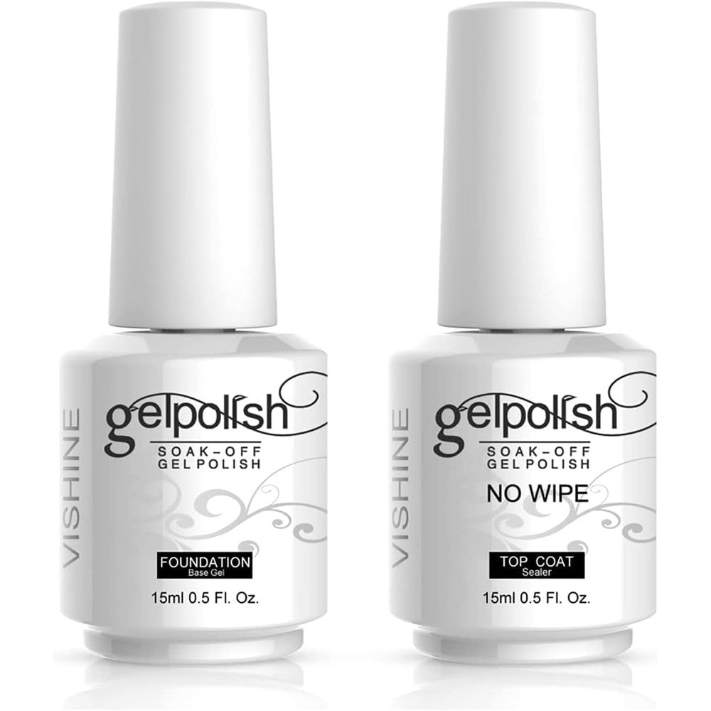Vishine No Wipe Top Coat and Base Coat set bottles front view