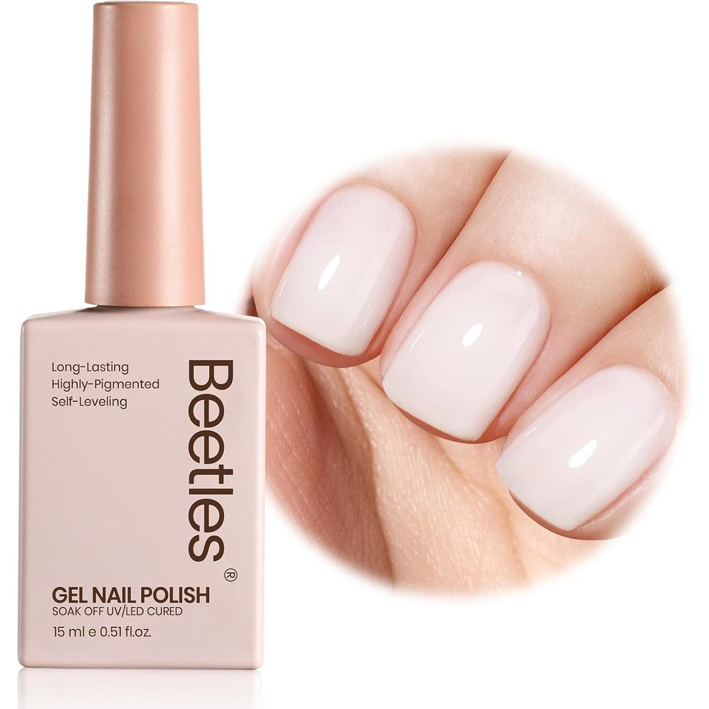 Beetles milky white gel nail polish 15ml front view