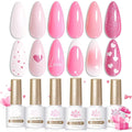 Born Pretty pink gel nail polish set front view bottle arrangement