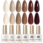 Born Pretty nude brown gel nail polish set front view bottles