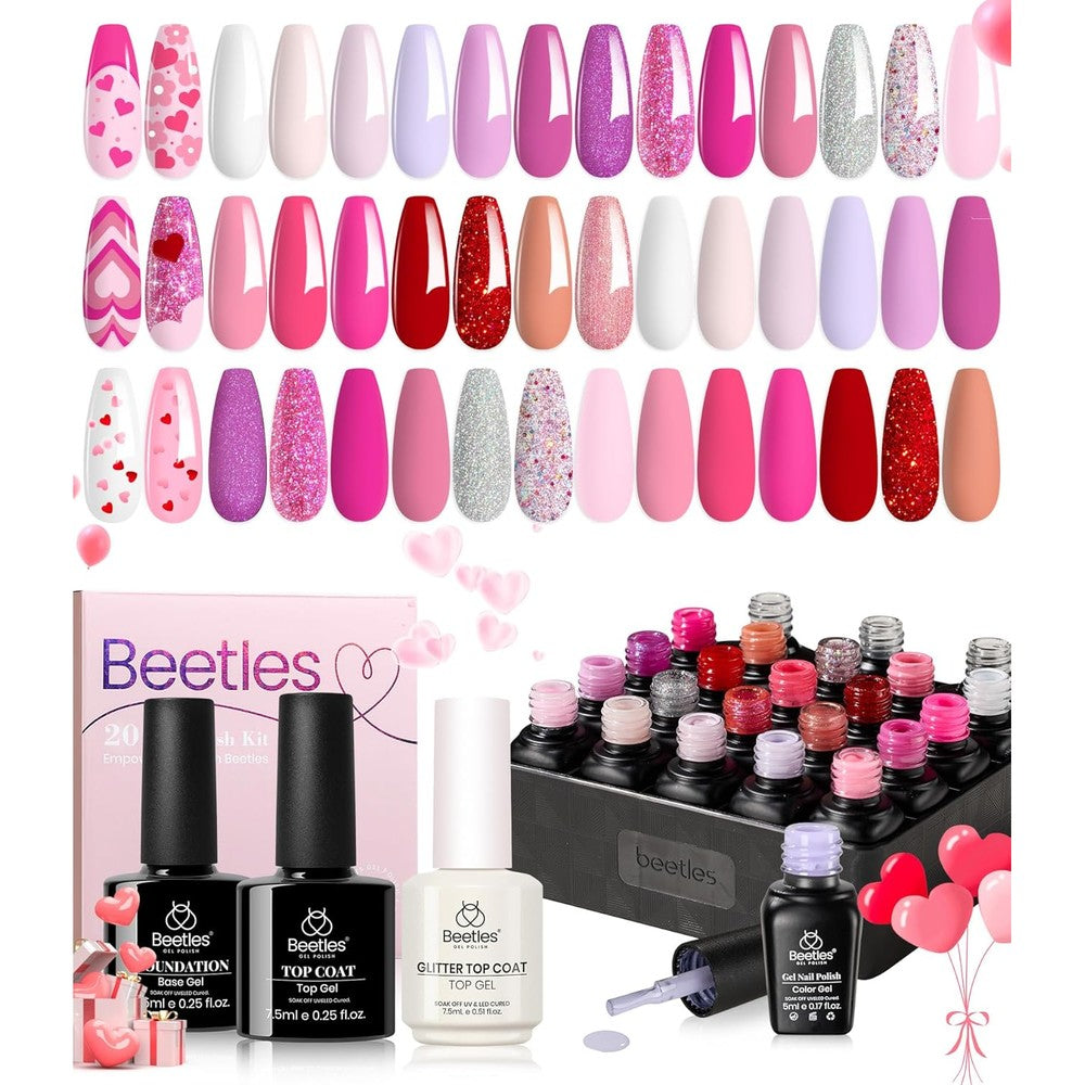 Beetles Gel Nail Polish Set 20 Colors front view packaging