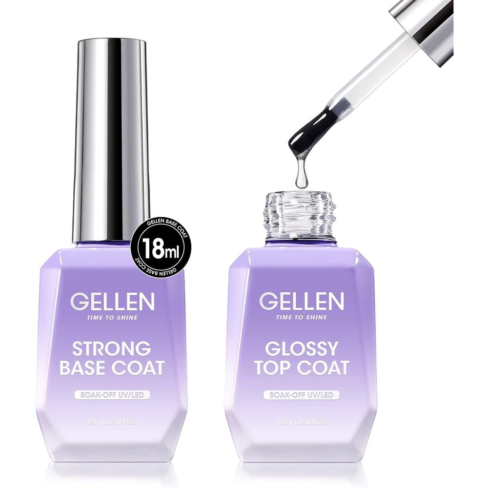 Gellen gel base and top coat set bottles front view