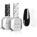 MelodySusie thick gel nail polish set front view of black and white bottles