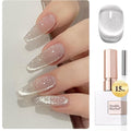 Double Rhythm silver cat eye gel nail polish bottle front view with rose gold cap