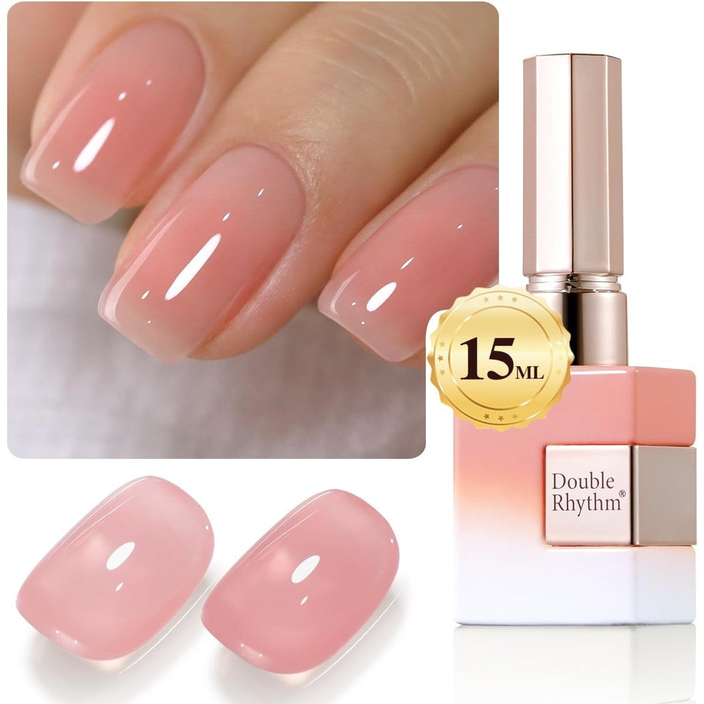Double Rhythm Pink Clear Jelly Gel Polish front view bottle