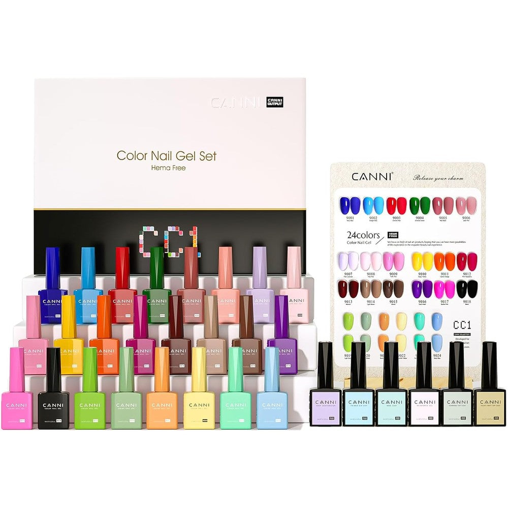 Canni CC1 30 Piece HEMA-free gel nail polish set front view