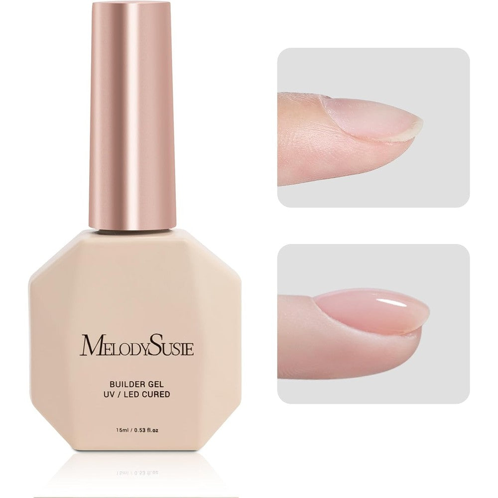 MelodySusie clear builder nail base gel 15ml bottle for thickening and extensions
