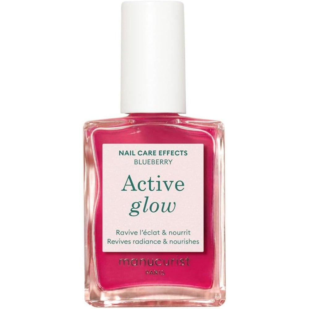 Manucurist Active Glow Blueberry nail polish bottle with sheer rose tint