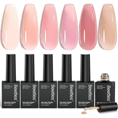 Beetles Nude Jelly Gel Polish 6 Color Set front view