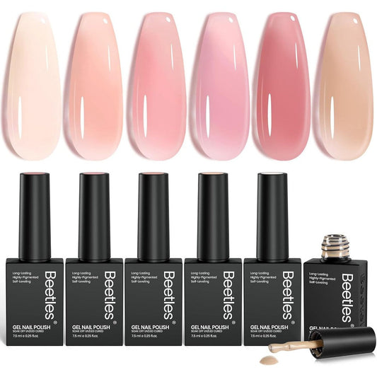 Beetles Nude Jelly Gel Polish 6 Color Set front view