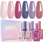 Beetles gel polish serene afternoon kit front view showing six bottles and packaging