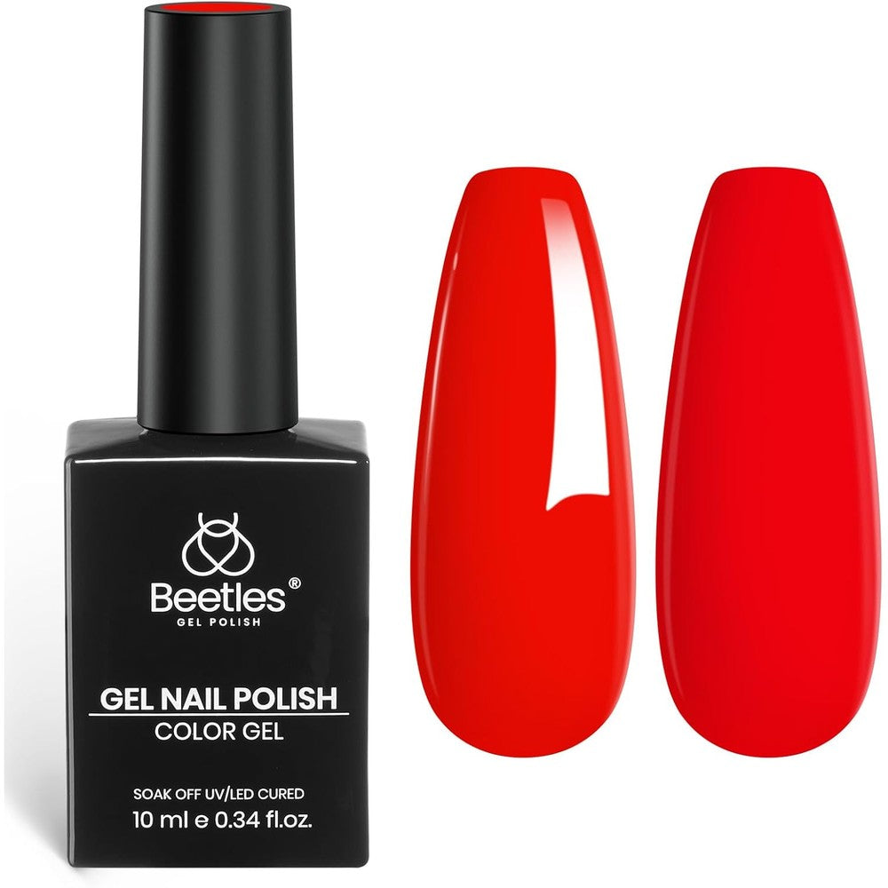 Beetles Red Gel Nail Polish 10ml bottle front view