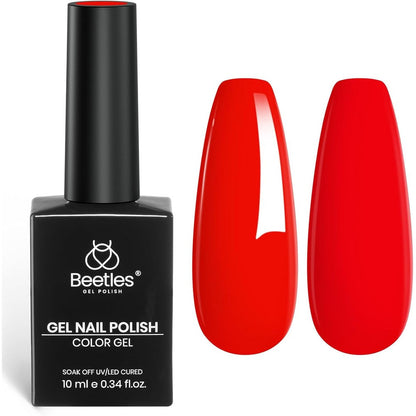 Beetles Red Gel Nail Polish 10ml bottle front view