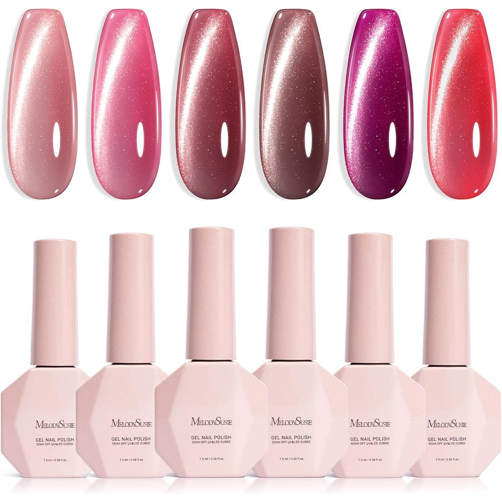 MelodySusie Ruby Gleam red cat eye gel polish set front view