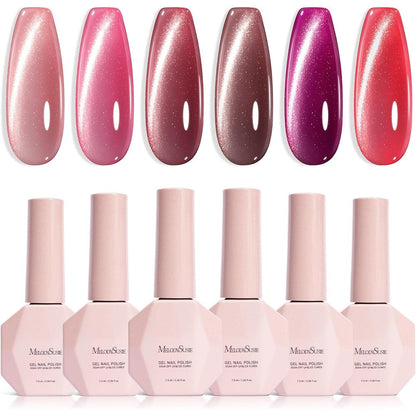 MelodySusie Ruby Gleam red cat eye gel polish set front view