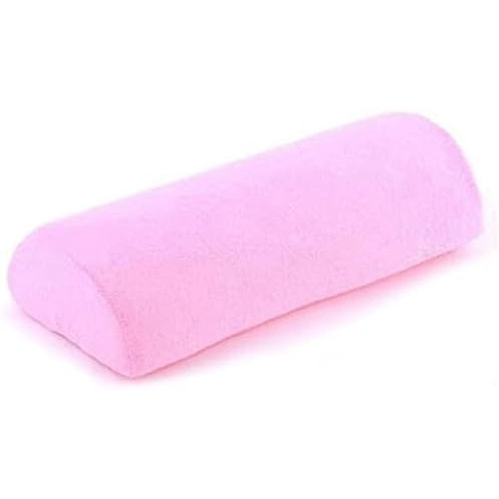 Professional pink nail art hand cushion front view for salon manicure