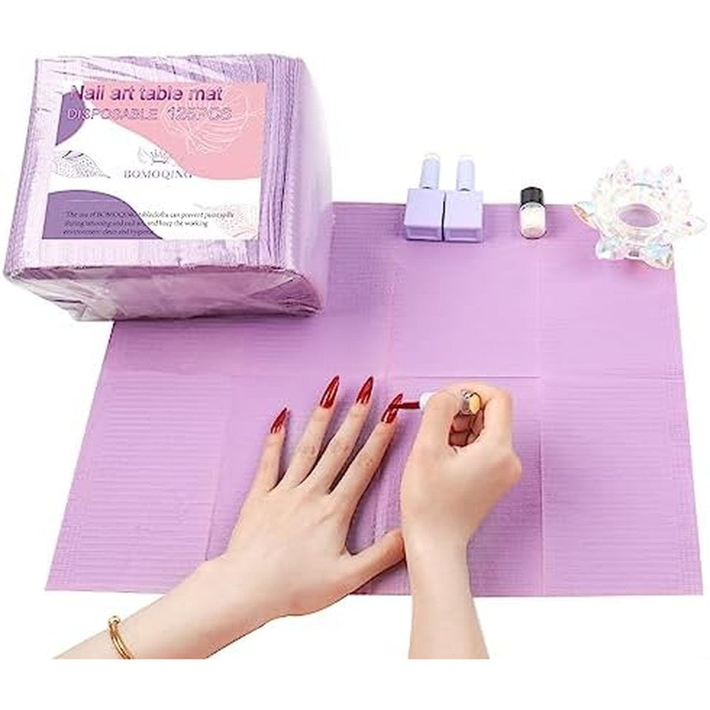 Bomoqing 125 Pieces Disposable Nail Art Table Mat front view